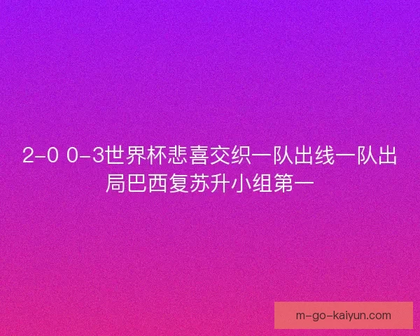 2-0 0-3世界杯悲喜交织一队出线一队出局巴西复苏升小组第一